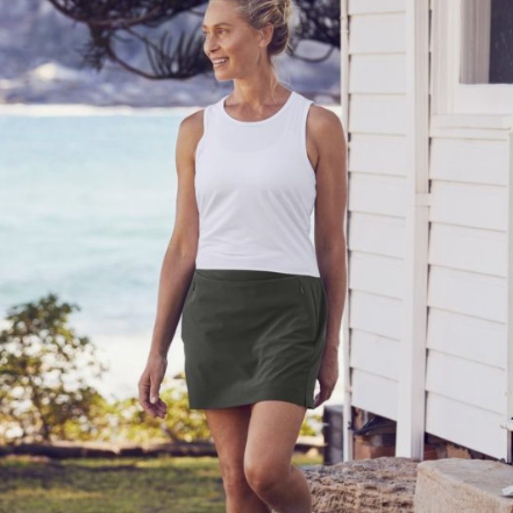 Athleta White Tank Top with Olive Green Skort